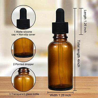 YoleShy 1oz Glass Dropper Bottle,99 Pack Amber Glass Bottles with Droppers and Black cap for Essential Oils, Lab Chemicals, Perfumes - color: 99 PACK/Amber