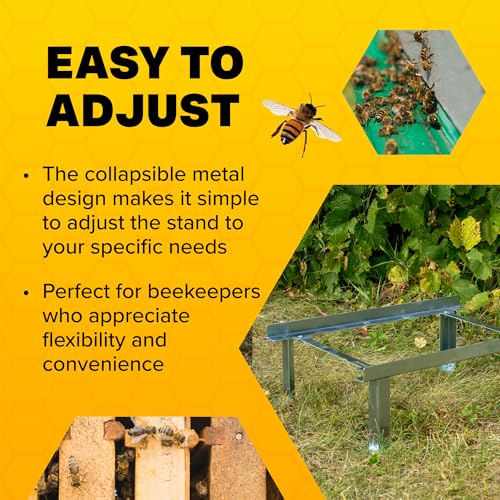 Mann Lake Universal, Collapsible Metal Hive Stand, Adjustable for 10-Frame, 8-Frame, and Old Style Bottom Boards, Elevates Hive to 8 Inches for Comfortable Beekeeping