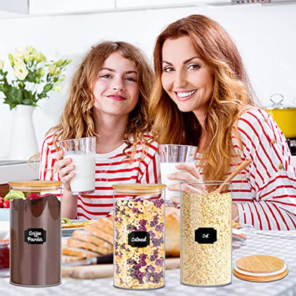 BGraceyy Glass Storage Jars 45 oz 4 Pcs Clear Glass Food Storage Containers with Airtight Bamboo Lid Stackable Kitchen Canisters for Candy, Cookie, Rice, Sugar, Flour, Pasta, Nuts - size: 45 oz 4 pcs