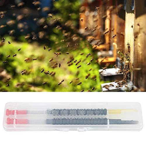 TOPINCN Beekeeping Grafting Tools for Queen Rearing, Plastic, Spring-Loaded Plunger, 2 Pack with Box, 4.3 Inch Needle
