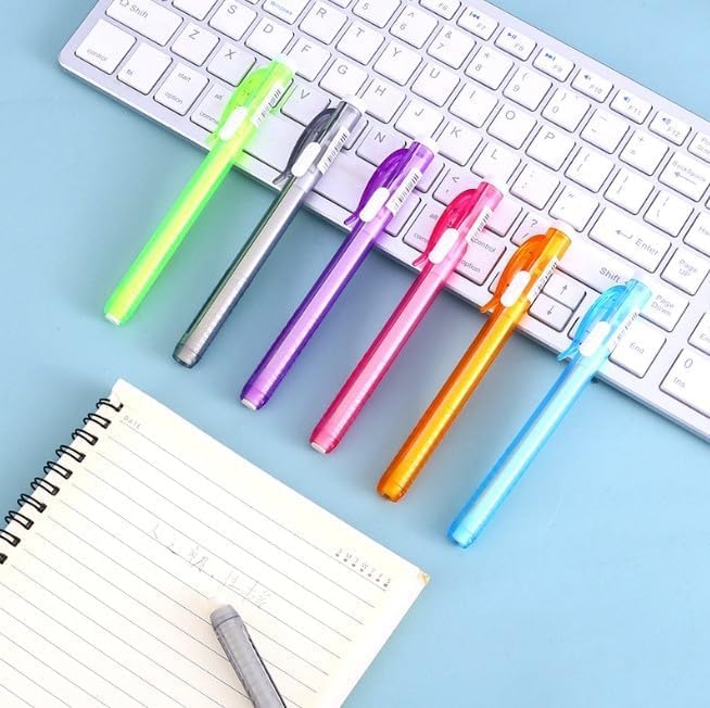 6Pcs Purple Retractable Mechanical Eraser Pen,Pen-Style Erasers with Replacement Eraser Refills Mechanical Eraser for School Home Office Writing Drawing,Erasers and Correction Products