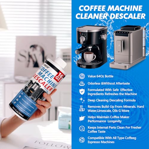 4 Pack Coffee Machine Descaler Descaling Solution -16 Uses,Descaling Solution for Descaling Solution for Keurig, Nespresso, Delonghi,Espresso Machines - size: 64 oz-Liquid