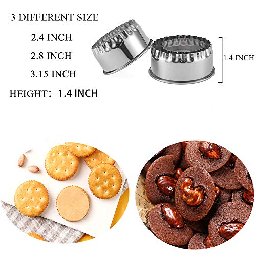 Cookie Cutters - Biscuit Cutters/Stainless Steel Dumpling Cutters/Cake Pastry Cutters/Cake Cookie Scone Cutters Molds stamps for Cooking Baking (3Pcs, Flower Edge)