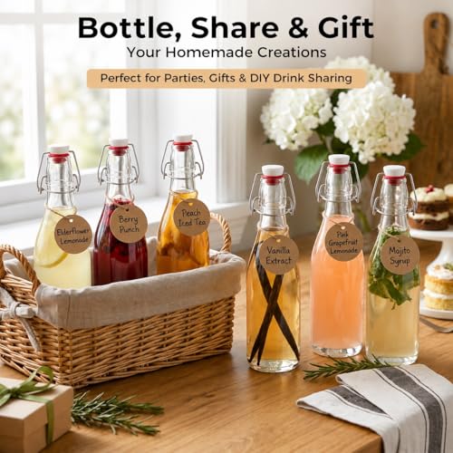 Ruckae Swing Top Glass Bottles,Flip Top Glass Bottle with Lids Sealable Kombucha Bottle for Brew Beer Syrup Vanilla Extract Air Tight Bottles for Gift (12 oz 10 pack) - size: 12 oz 10 pack