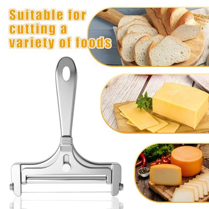 Stainless Steel Wire Cheese Slicer With 4 Extra Wires Adjustable Thickness, Handheld Cheese Cutter Butter Block Cutter for Cheddar, Gruyere, Raclette, Mozzarella Kitchen Slicing Tools