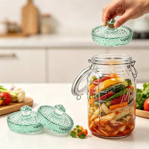 Fermentation Weight Set of 2,Glass Fermenting Weights for Large Gallon Jars,3.5 inch Fermentation Weights with Easy Grip Handle for Sauerkraut,Pickles - size: Small