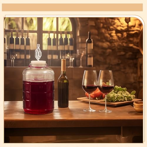 Ziliny 2 Pieces 4 Gallon Glass Carboy Wide Mouth, with Drilled Silicone Stoppers and Airlock, Fermenting Carboy for Beer Wine Brewing Equipment, Home Fermentation Container - size: 4 Gallon