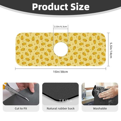 Cheese Faucet Mat For Kitchen Sink, Absorbent Countertop Protector, Quick Dry Sink Splash Guard Pad, Waterproof Draining Mat 15" X 5.5" - color: Style 2