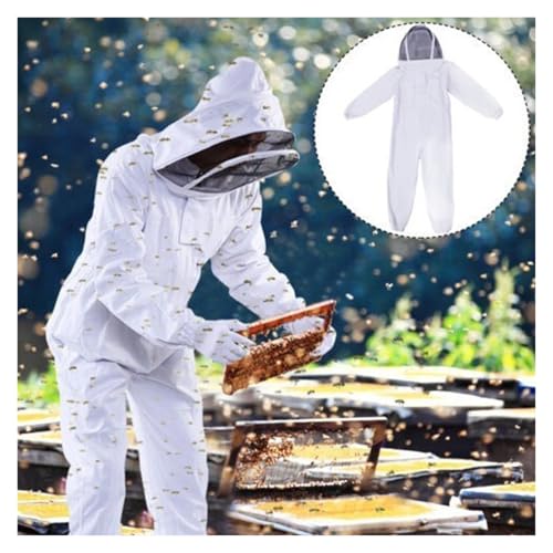 Beekeeping Protective Suit Jumpsuit Beekeeper Jacket Clothing for Kids Adult Full Body Anti Bee Suit Beekeeping Clothes Cotton(L Canvas Gloves C)