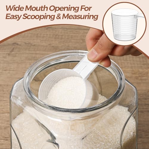 ComSaf 2 qt Glass Flour and Sugar Storage Containers Set of 2, Wide Mouth Half Gallon Square Airtight Pantry Jars with Lids, Thick Glass Kitchen Canisters for Cookies, Coffee, Snacks - size: 64oz-2Pcs