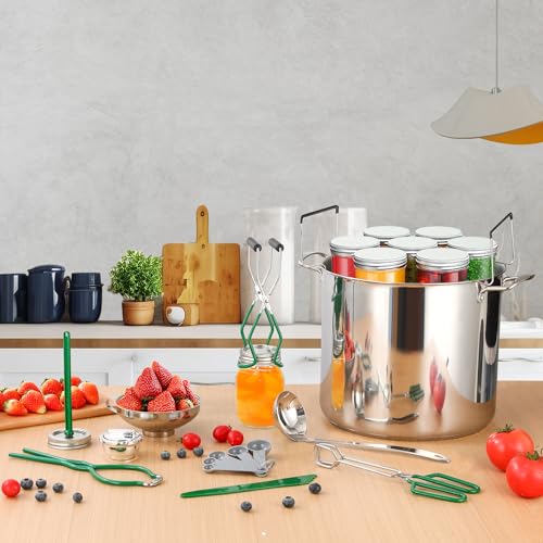 Gemfino Canning Supplies Starter Kit with Canning Rack,Canning Kit for Beginners - color: DeGreen