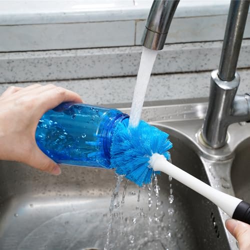 MOSOLAN Dish Brush Set of 3 with Water Bottle Brush, Dish Scrub Brush and Scrubber Brush, Long Handle Kitchen Scrub Brushes for Dishes, Bottles, Cups, Pots, Pans and Sinks, Flat Head - style: Flat Head