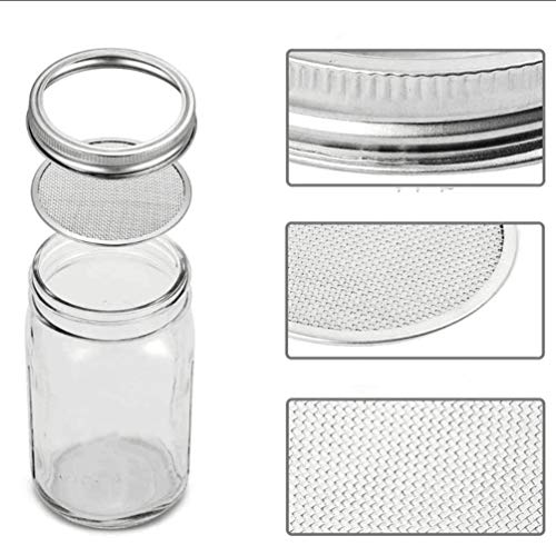 Sprouting Jar Lid (32oz Glass Jars) with 4 Pack Stainless Steel Sprouting Stands for Wide and Wide Mouth Mason Jar for Growing Organic Sprouts, Stainless Steel