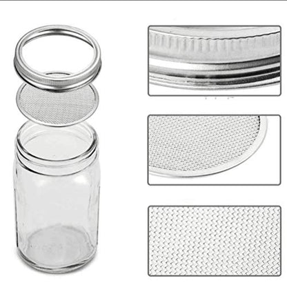 Sprouting Jar Lid (32oz Glass Jars) with 4 Pack Stainless Steel Sprouting Stands for Wide and Wide Mouth Mason Jar for Growing Organic Sprouts, Stainless Steel