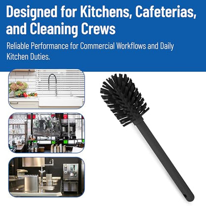 SPARTA 12 Inch Bottle Brush with Polyester Bristles and Plastic Handle, Color Coded, Large Round Head Cleaner for Bottles Jars and Food Service Equipment, Black - color: Black