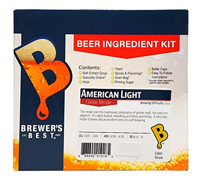 Brewer's Best - 1018 - Home Brew Beer Ingredient Kit (5 Gallon), (American Light) Yellow