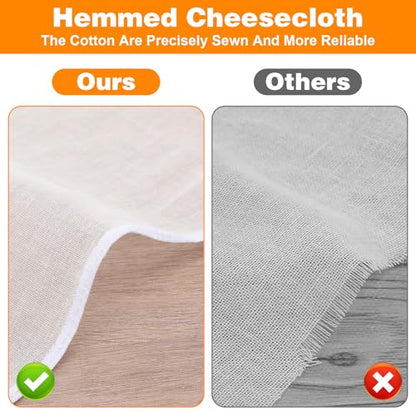 48 Pcs 20x20 Inches Grade 100 Cheese Cloths Unbleached Cotton Muslin Cloth for Straining Reusable Hemmed Cheesecloth for Cooking, Baking, Juicing, Cheese Making, and Coffee Brewing