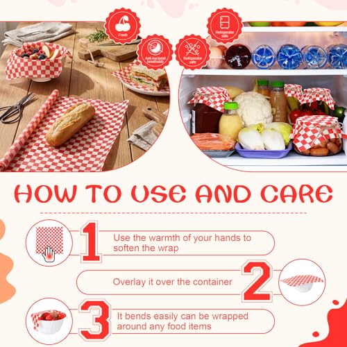 Beeswax Wraps for Food 14x52" Beeswax Food Wraps Reusable Wax Paper Roll Waxed Paper & Bowl Covers Organic & Sustainable Alternative to Aluminum Foil & Plastic Wrap Honeycomb Classic Checkered