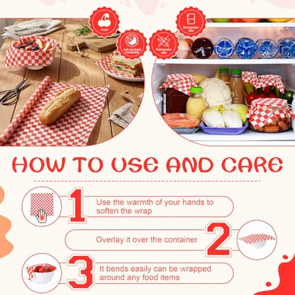 Beeswax Wraps for Food 14x52" Beeswax Food Wraps Reusable Wax Paper Roll Waxed Paper & Bowl Covers Organic & Sustainable Alternative to Aluminum Foil & Plastic Wrap Honeycomb Classic Checkered