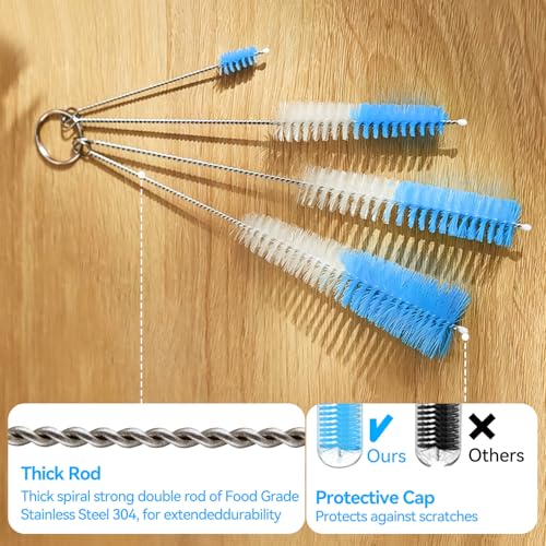 Extra Long Straw Cleaner Brush Set of 4, Reusable Cleaning Brush for Stanley 20/30/40 oz, Owala, Hydro Flask, Yeti, Sippy Cup, Tumbler, Water Bottle