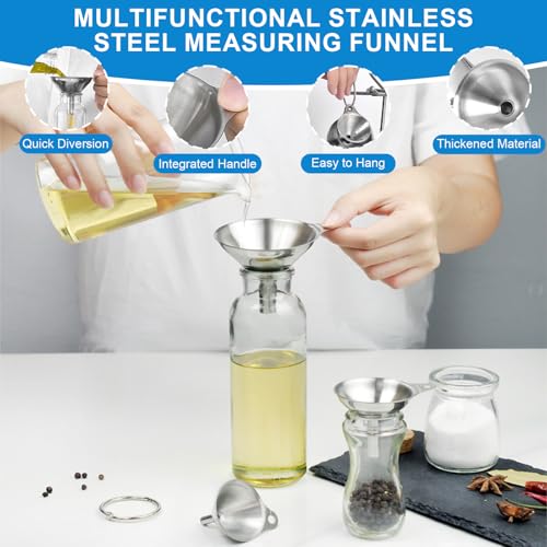 Measuring Cups and Spoons Set 21 Piece, 11 Stainless Steel Nesting Measuring Spoons and Cups with 3 Plastic Measuring Cup, 3 Funnel, 3 Brush, 1 Ruler, Measuring Cup Set for Kitchen Baking Liquid Dry - color: 21 Piece