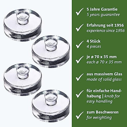 Westmark Fermentation Weights - Fermentation Set of 4 Fermentation Weights for Fermentation, Glass Weights in Two Sizes, Accessories for Fermentation - Glass, Diameter 7 cm, Pack of 4 - size: Ø 7 cm