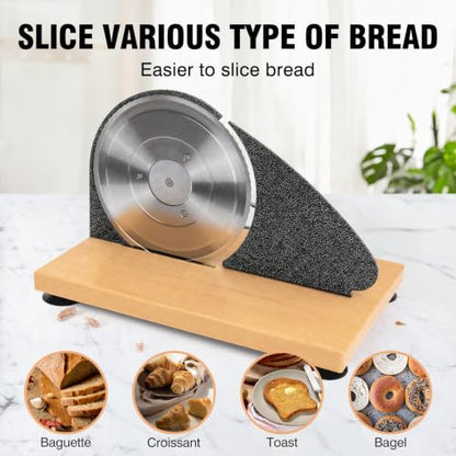 vanerepok Manual Bread Slicer Adjustable Thickness for Homemade Sourdough | Hand Crank Bread Cutter with Scale & Stable Suction Cups & Wood Base for Even Slicing Perfect Baking Gift for Home Bakers - color: Marble