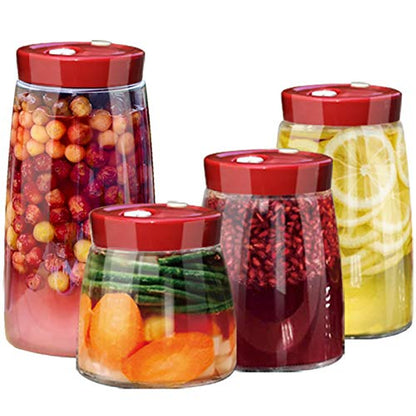 Tvoip Modern Fermenting Seal Storage Jar Transparent Glass Jars with Lid Kit/Honey Jam Fruit Cans Pickle Side Dish Tanks Tea Bottle Accessories (47OZ(1400ML)) - color: 47OZ(1400ML)