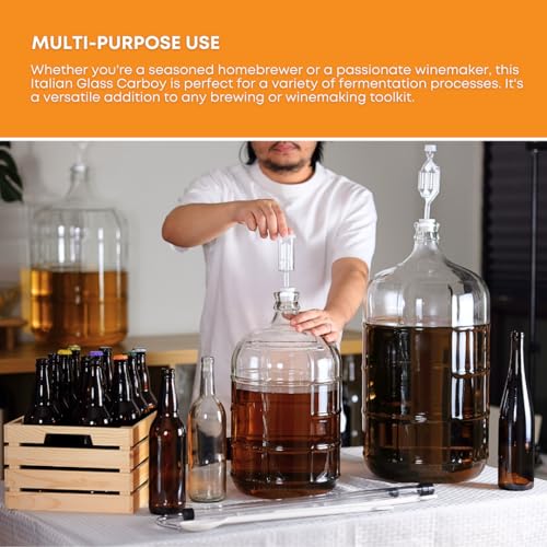 5 Gallon Carboy FE320 Clear Bundle with Fastrack 3 Piece Airlock Set for Fermenting Wine and Beer with Drilled Stopper Durable Bung and transparent Airlock