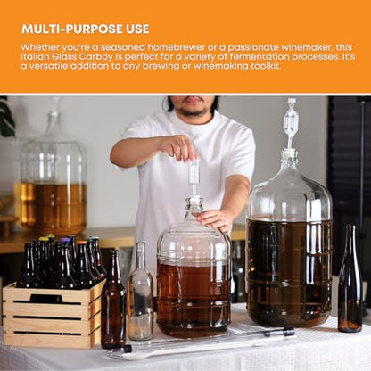 FastRack 3 Gallon Glass Carboy | Clear Fermenter for Wine & Beer | Italian Glass Carboy for Home Brewing, Fermentation Jar & Storage | Durable Wine Carboy & Fermenting Jug | #7 Stopper NOT INCLUDED - size: 3 Gallon