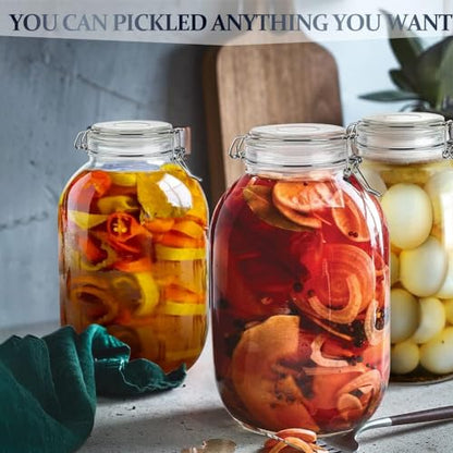 Folinstall Gallon Glass Jar with Airtight Lid - Large Mason Jar for Pickled Eggs, Kombucha, Limoncello, Sun Tea (Extra Gasket)