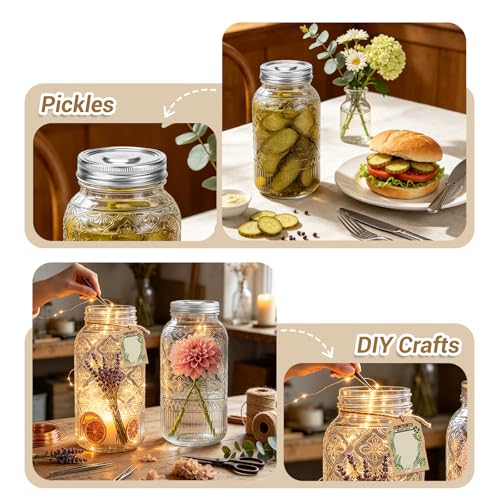 64oz Mason Jars Wide Mouth 1-Pack with 304 Stainless Steel Airtight Lids | Half Gallon Glass Canning Jars, Large Glass Containers for Pantry Storage, Fermenting, Pickling, Cold Brew, DIY Projects - color: Clear-64OZ