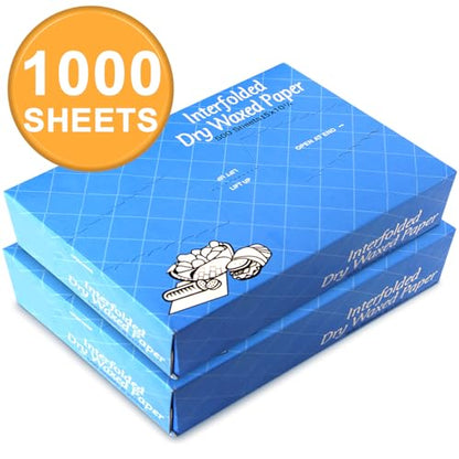 Fit Meal Prep 1000 Sheets 15 x 10.75” Dry Wax Paper Sheets for Food, Greaseproof Sandwich Wrapping, Interfolded Deli Wax Paper for Fries, Burgers, Food Basket, Made in USA - size: 15 x 10.75"