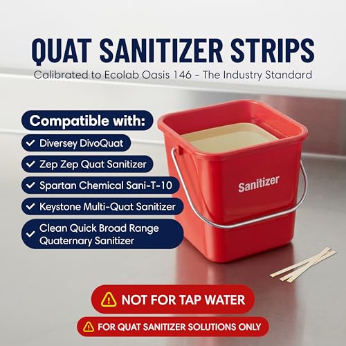 Restaurant Sanitizer Test Kit Combo, 10 x Vial of 100 Strips Each QR5 Quat Sanitizer 0-400PPM & Chlorine Test Strip 0-200PPM Testing Kit for Food Service, Bar & Restaurants Supplies by FryOilSaver Co.