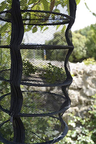 9 Inch 5 Level Micro Hanging Dry Net Indoor/Closet Drying Rack for Herbs, Plants, Organizer, Freshner - Black Mash Screen with Top-to-Bottom Zipper - Apartment Size with Zipped Storage Pouch - size: 5 Level Net