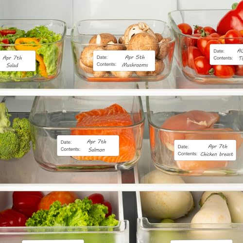 Freezer Labels for Food Containers – Removable, 1" x 3", 500 pcs Washable Date Labels to Write On, Fit for Ziploc Freezer Bag, Fridge Storage | Waterproof, No Residue