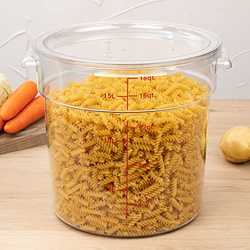 Restaurantware Met Lux 18 Quart Food Storage Containers 10 Round Commercial Storage Containers - Lids Sold Separately With Volume Markers Clear Plastic Food Prep Buckets Space-Saving Storage - size: 18 qt, style: 10 Count