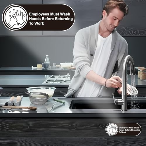 5PCS Wash Rinse Sanitize Sink Labels Stickers，Waterproof Employees Must Wash Hands Sign，Restaurant Supplies for Business,Wash Station, Kitchens, Restaurant, Food Trucks,Dish Washing (6.3"×2.3") - color: wash rinse sanitize sink191