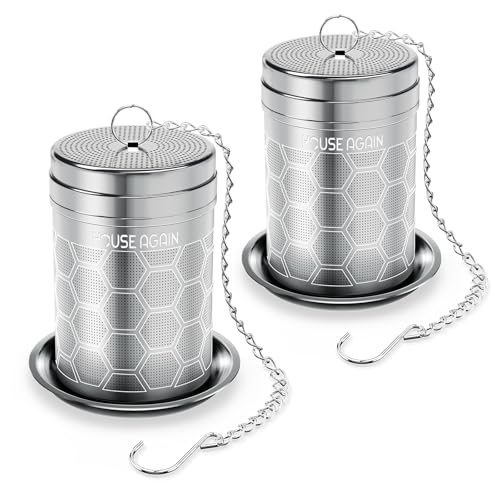 House Again 2 Pack Tea Infusers, Extra Fine Mesh Tea Strainers for Loose Tea, Updated Slim Threaded Lid & 304 Stainless Steel, Filter Bags Diffusers, Loose Leaf Tea Steeper for Brew Tea Spices - color: Hexagon, size: Small-2Pack