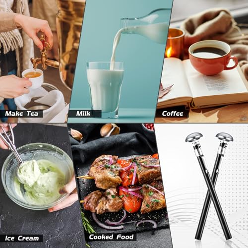 Xuhal 24 Pcs Stainless Steel Kitchen Thermometer with 5 Inch Long Stem 1 Inch Dial Thermometer Milk Frothing Food for Oven Probe Meat Grill BBQ Cooking Chocolate Water (Black) - color: Black