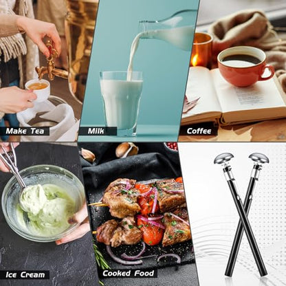 Xuhal 24 Pcs Stainless Steel Kitchen Thermometer with 5 Inch Long Stem 1 Inch Dial Thermometer Milk Frothing Food for Oven Probe Meat Grill BBQ Cooking Chocolate Water (Black) - color: Black