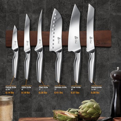 DDF iohEF Knife Set with Knife Strip, 8 Piece Professional Kitchen Knife Set, Japanese High Carbon Stainless Steel Chef Knives Set with Magnetic Knife Holder for Wall - color: 8PCS Kitchen Knives