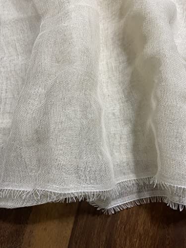 Mull Muslin 100% Cotton Fabric Voile Curtains Fine Unbleached Cheesecloth Linen Look Wedding Table Runner - 140cm Wide - Ecru Cream (Per 10 Metres)