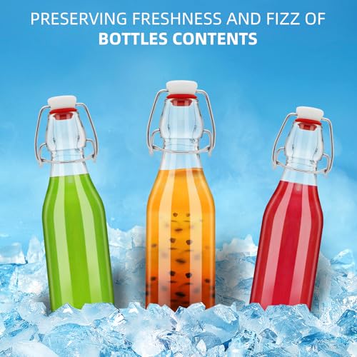 4 Pack Swing Top Glass Bottles 8.5 oz,Flip Top Beer Brewing Bottles for Kombucha, Homemade, Kefir, Water, Beverages, Soda, Oil, Vinegar, Fermentation,Limoncello