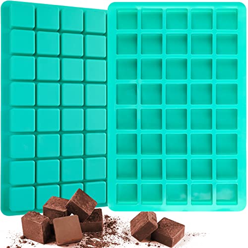 Sakolla 2 Pack Caramel Candy Molds, 40 Cavities Square Cube Silicone Molds for Chocolate, Candy, Ice Cubes, Gummy, Ganache, Jelly, Truffles - color: Square 40 Cavity -2 Pcs/Green