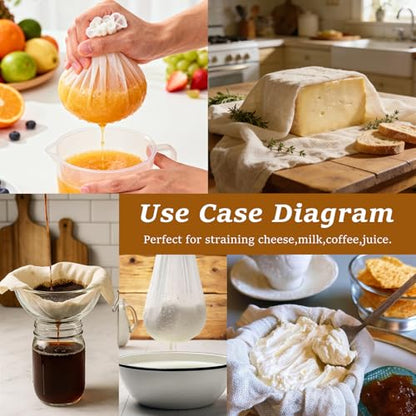 16PCS Reusable Cheese Cloths, Organic Cotton Cheese Cloths 20x20 inches, Suitable For Filtering, With Edges, Cheese-Making, Juicing, Baking and Turkey Cooking.