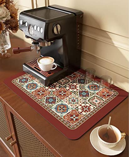 Cute Coffee Maker Mat for Countertops Bar Accessories, Colorful Dish Drying Pad for Kitchen, Absorbent Quick Drying Mat, 12 X16 inch (Color E, 16"x12") - color: Color E, size: 16" x 12"