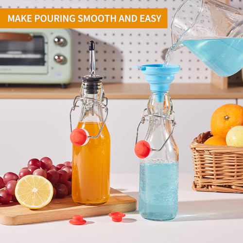 8 Set, 8 OZ Swing Top Glass Bottles - Vanilla Extract Bottles Flip Top Beer Brewing Bottles with Stopper for Syrup Bottle,Kombucha,Mead Kefir,Extract,Juice,Tea,Wine - Airtight Cap Lids
