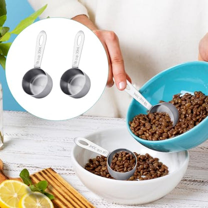 2Pcs 1/8 Cup Measuring Cup, 30ml Scoop, Stainless Steel Measuring Cups, Coffee Scoops, Measuring Scoops for Canisters Tablespoon Measure Spoon, Short Handle Cooking Measuring Scoop(30ML) - color: 2 Pcs/Short Handle