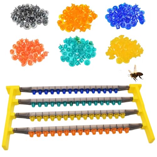 Queen Rearing Kit with 15 Cell Cups & Frame Holder, Color-Coded Plastic Grafting Kit for Beekeeping, Beekeeping Supplies..